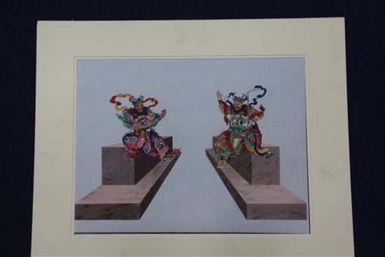 A set of four Chinese gouache paintings of immortals and luohan, first half 19th century, 35.5 x 46cm